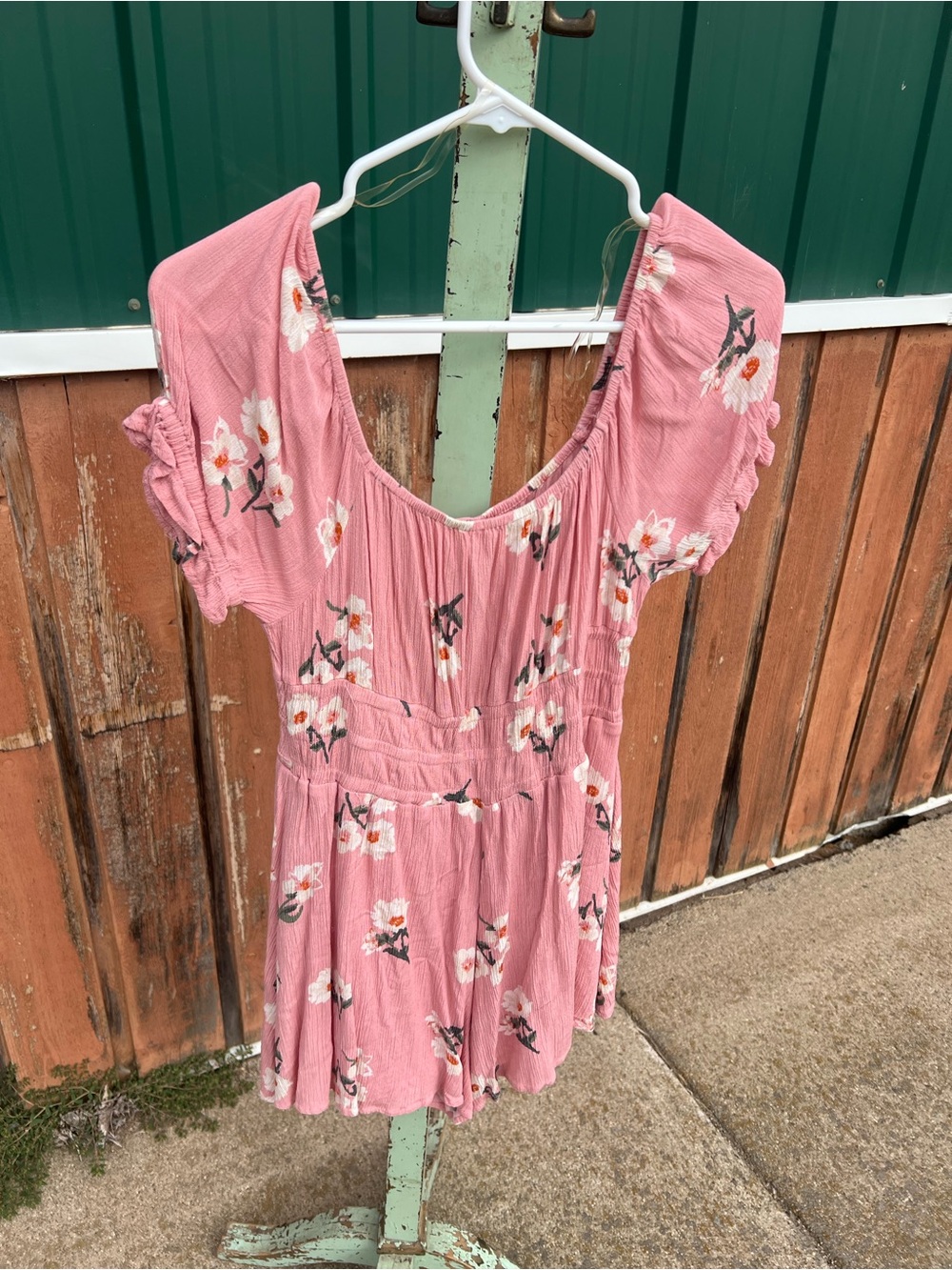 Entro Floral Pink Short Sleeve Smocked Waist Dress